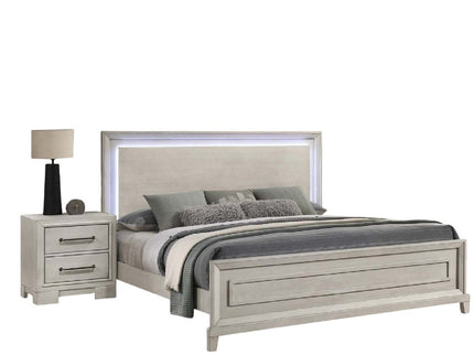 Elegant Style Bed With LED Lights On Headboard