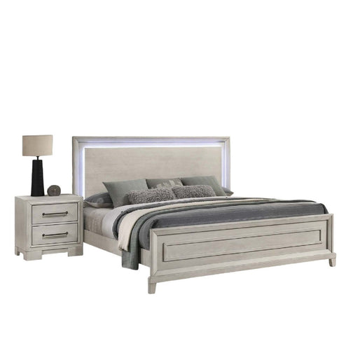 Elegant Style Bed With LED Lights On Headboard