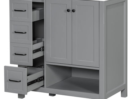 Bathroom Vanity With Sink Top, Bathroom Vanity Cabinet With 2 Doors And 2 Drawers, Open Shelf
