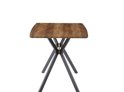 Modern Minimalist Style Dining Table MDF Wooden Top Metal Shelf Metal Heat Transfer Legs Leveling Feet For Dining Room Kitchen Office Table - Walnut / Black
