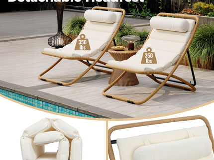 Outdoor Folding Chair With Adjustable Backrest (Set of 2)