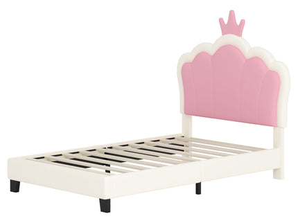 Upholstered Princess Platform Bed With Crown Headboard