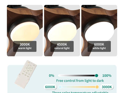Solid Wood Ceiling Fan With Lights And Remote Control Indoor Outdoor Ceiling Fan 3 Wooden Blades Modern Ceiling Fan For Porch Living Room Bedroom