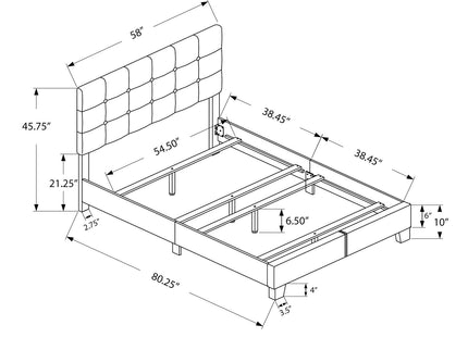 Bed, Upholstered, Frame Only, Transitional
