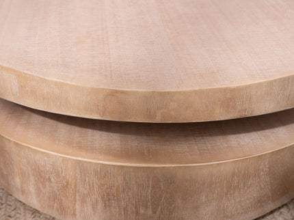 Modern Round Wood Coffee Table, Accent Table For Living Room - Antique Natural / Natural / Rustic