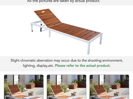 Outdoor Chaise Pool Lounge Chairs With Adjustable Backrest - Brown / White