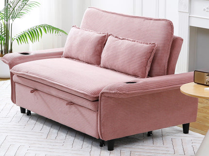 Modern Fabric Multi-Functional Sofa Bed With Adjustable Armrests And Backrests