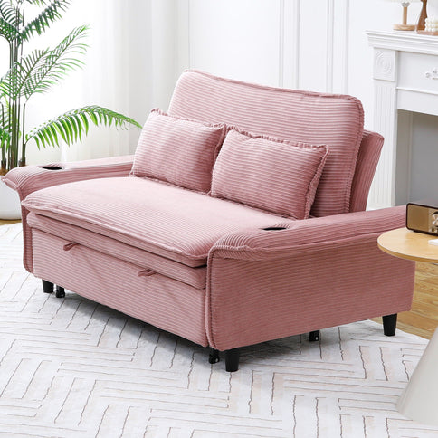 Modern Fabric Multi-Functional Sofa Bed With Adjustable Armrests And Backrests