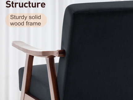 Mid Century Modern Accent Chair With Solid Wood Frame And Extra Thick Backrest