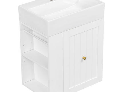 Modern Bathroom Vanity With Sink, Storage Cabinet, Drawer & Side Shelf