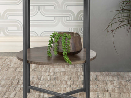 Accent Table With X-Frame And Bottom Shelf - Brown