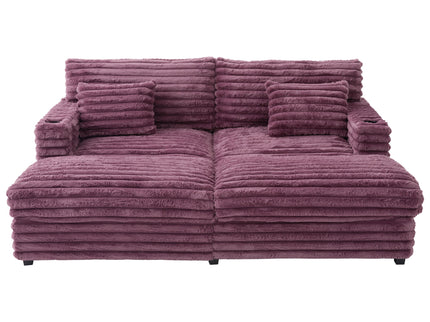 Oversized Double Chaise Lounge Sofa Bed With USB Ports And Cup Holders