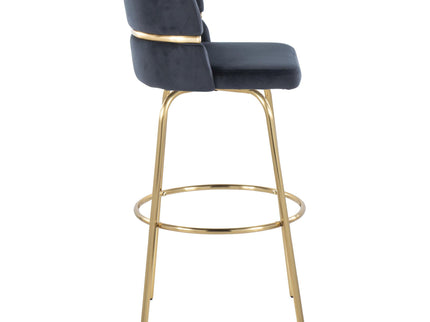 Cinch - Glam / Art Deco Fixed Height Barstool With Swivel With Round Footrest (Set of 2)
