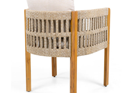 Outdoor Dining Chairs With Mix Rope Handles (Set of 2)