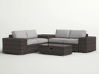 Dark Brown / 2 Pc. 4 Seater Sectional, Table