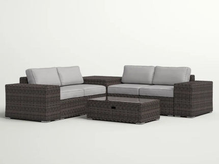 Modern Patio Rattan Sectional Set With Cushions