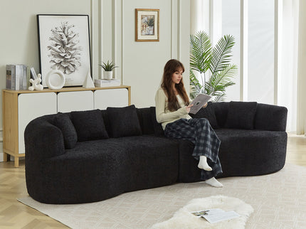 Curved Sectional Sofa With 6 Pillows