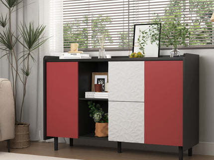 Modern Sideboard Buffet Cabinet With Doors And Unique Panel Styling