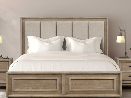 3 Piece Bedroom Set With Padded Headboard, 2 Nightstands
