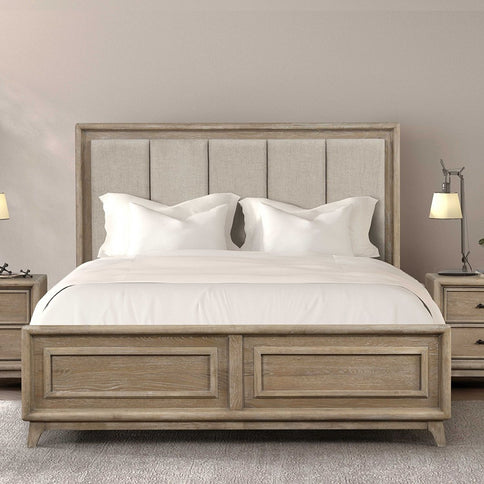 3 Piece Bedroom Set With Padded Headboard, 2 Nightstands
