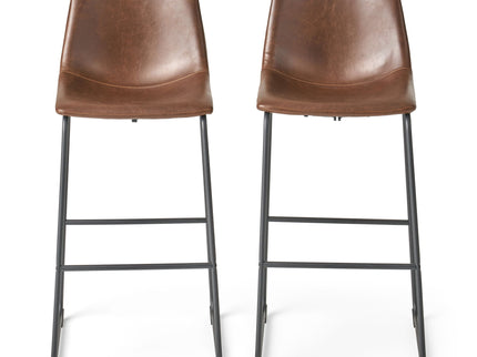 Barstool With Upholstery And Foot Rail - Vintage Brown