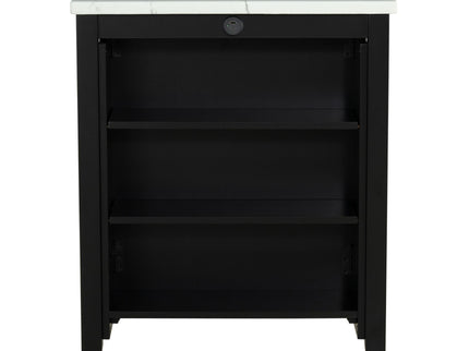 Dining Table Set With Storage Shelves, 3 Piece With 2 Stools - Black / Ivory / White