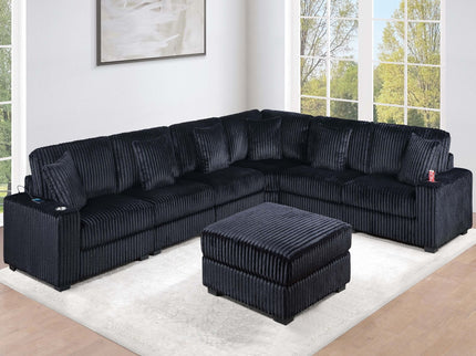 1 Piece Corner Wedge Only Texture Upholstered Modular Living Room Furniture - Black