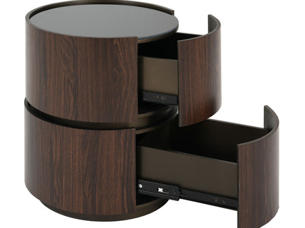 Elegant Italian High Grade Double Layer Storage Round Side Table - Brown / Black
