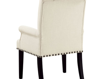 Vaughn - Upholstered Dining Chair With Tapered Legs And Nailhead Trim - Beige