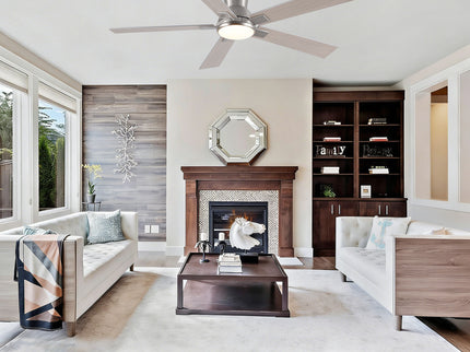 Low Profile Flush Mount Intergrated LED Ceiling Fan With Light And Reversible Quiet Motor
