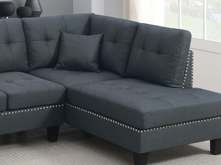 2 Piece Sectional Set With Nailhead Trim, Sofa And Matching Accent Pillows - Charcoal
