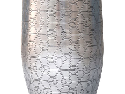 Johnsen - Geometric Pattern Accent Table - Antique Silver