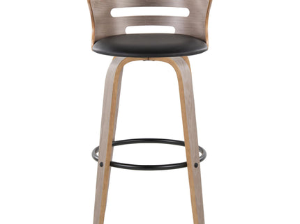 Cosini - Mid Century Modern Fixed Height, Barstool & Swivel And Round Footrest (Set of 2)