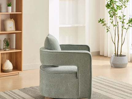 Swivel Accent Open Back Barrel Chair With Weathered Base
