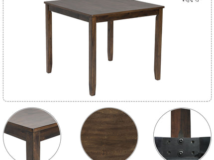 5 Piece Dining Table Set With Chairs - Dark Walnut