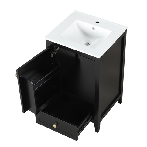 Bathroom Vanity With Sink, Soft Closing Cabinet Door, Storage Rack And Drawer