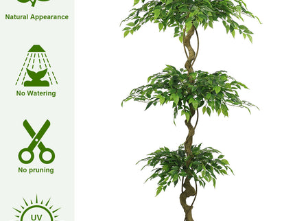 Artificial Ficus Tree With Pot For Home Decor Indoor Plant - Green