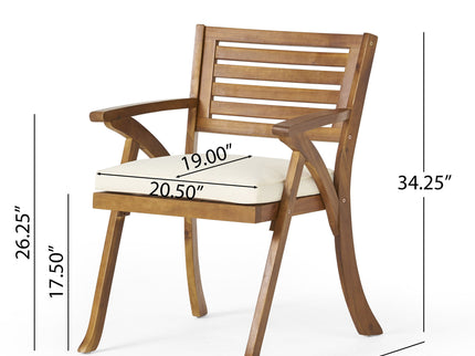Outdoor Hermosa 5 Piece Wood Dining Set With Cushions - Teak / Beige