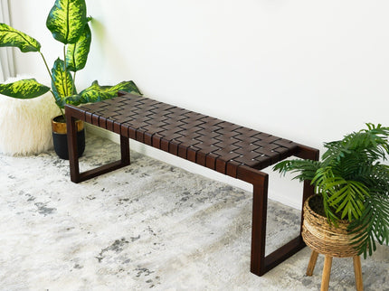 Christina - Bench - Cognac / Dark Brown / Tan