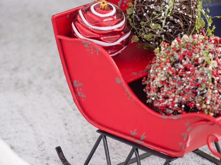 Iron Sleigh Large, Distressed Christmas Santa Sleigh Holiday Decoration