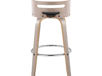 Cosini - Mid Century Modern Fixed Height, Barstool With Swivel With Round Footrest (Set of 2)