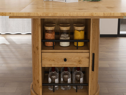 Extendable Oval Dining Table With 2 Tier Storage - Oak