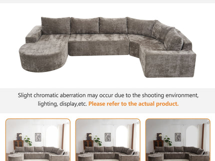U-Shaped Oversized Modular Cloud Sectional Sofa With Deep Seat For Living Room