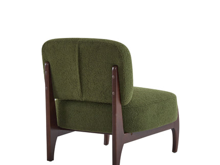 Modern Boucle Lounge Chair With Solid Wood Fram