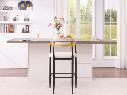 Upholstered Bar Stool With Accented Armrests For Kitchen Island (Set of 2) - Beige