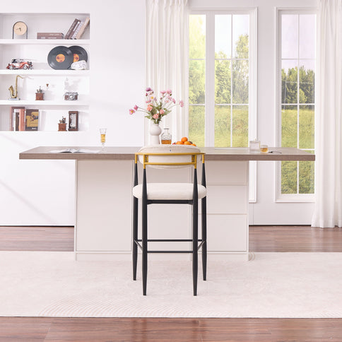 Upholstered Bar Stool With Accented Armrests For Kitchen Island (Set of 2) - Beige