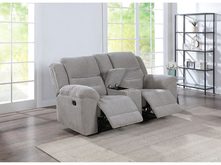 Sebring - Upholstered Manual Reclining Loveseat With Center Storage Console - Gray