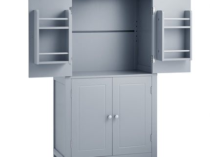 Elegant Bathroom Floor Storage Cabinet With 4 Doors, Adjustable Shelves