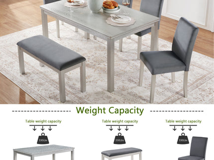 Dining Table Set, Table With A Rectangular Table And Upholstered Chairs