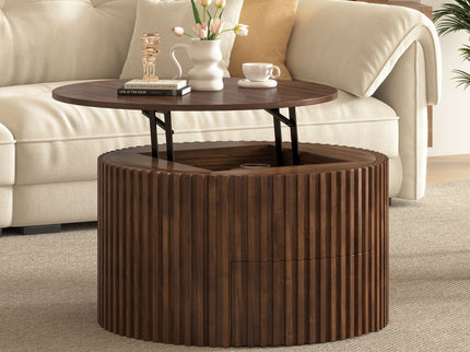 Round Lift Top Coffee Table With Hidden Storage For Living Room